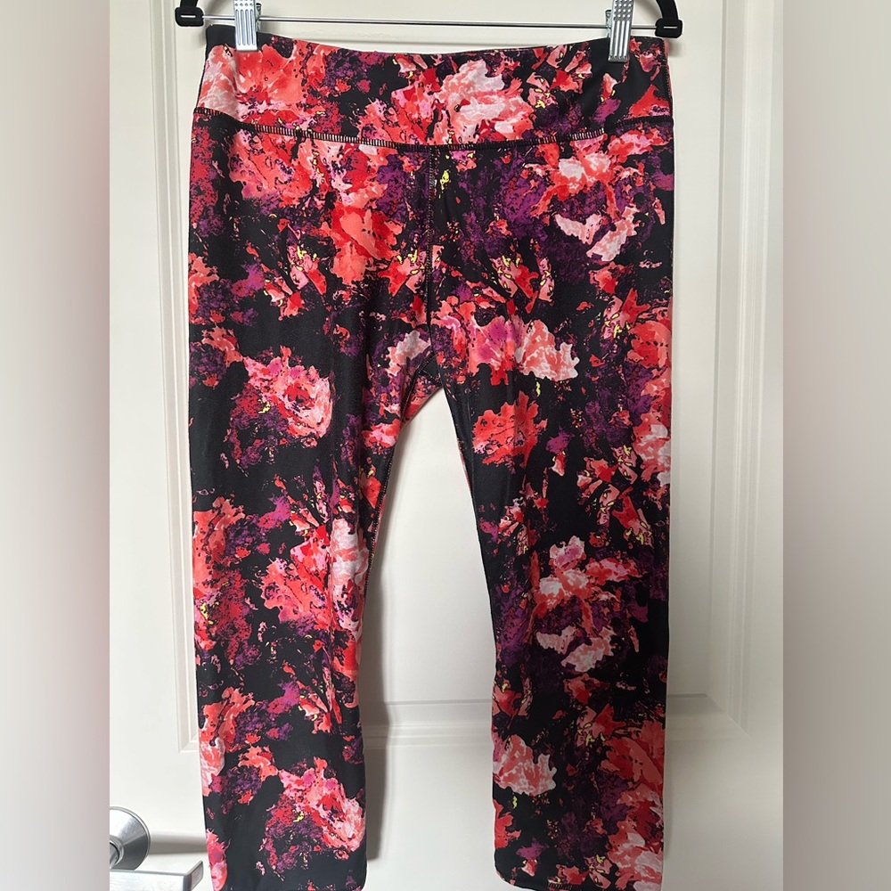 Fabletics Floral Leggings - Red, Pink, Purple and Black